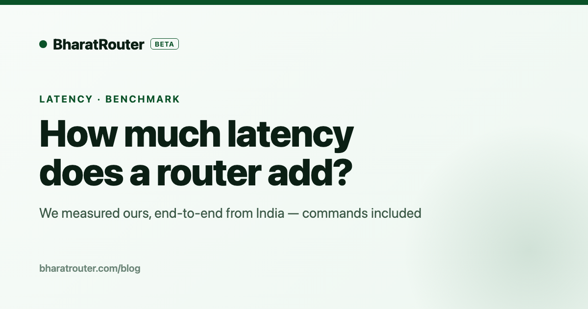 How much latency does a router add? BharatRouter measured end-to-end from India, with commands to reproduce.